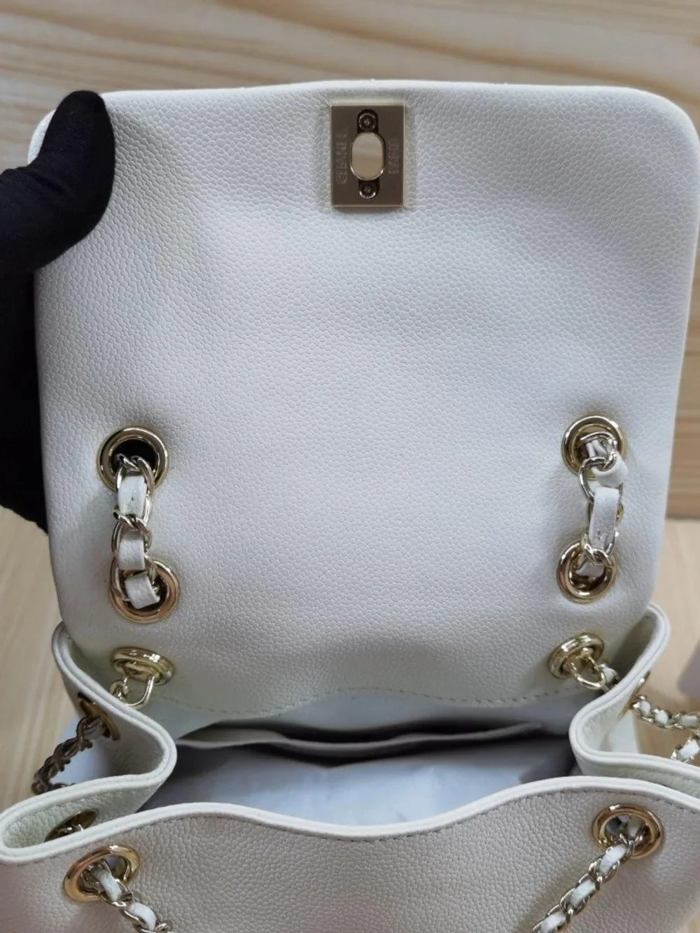 White Quilted Women’s Shoulder Bag with Gold Hardware